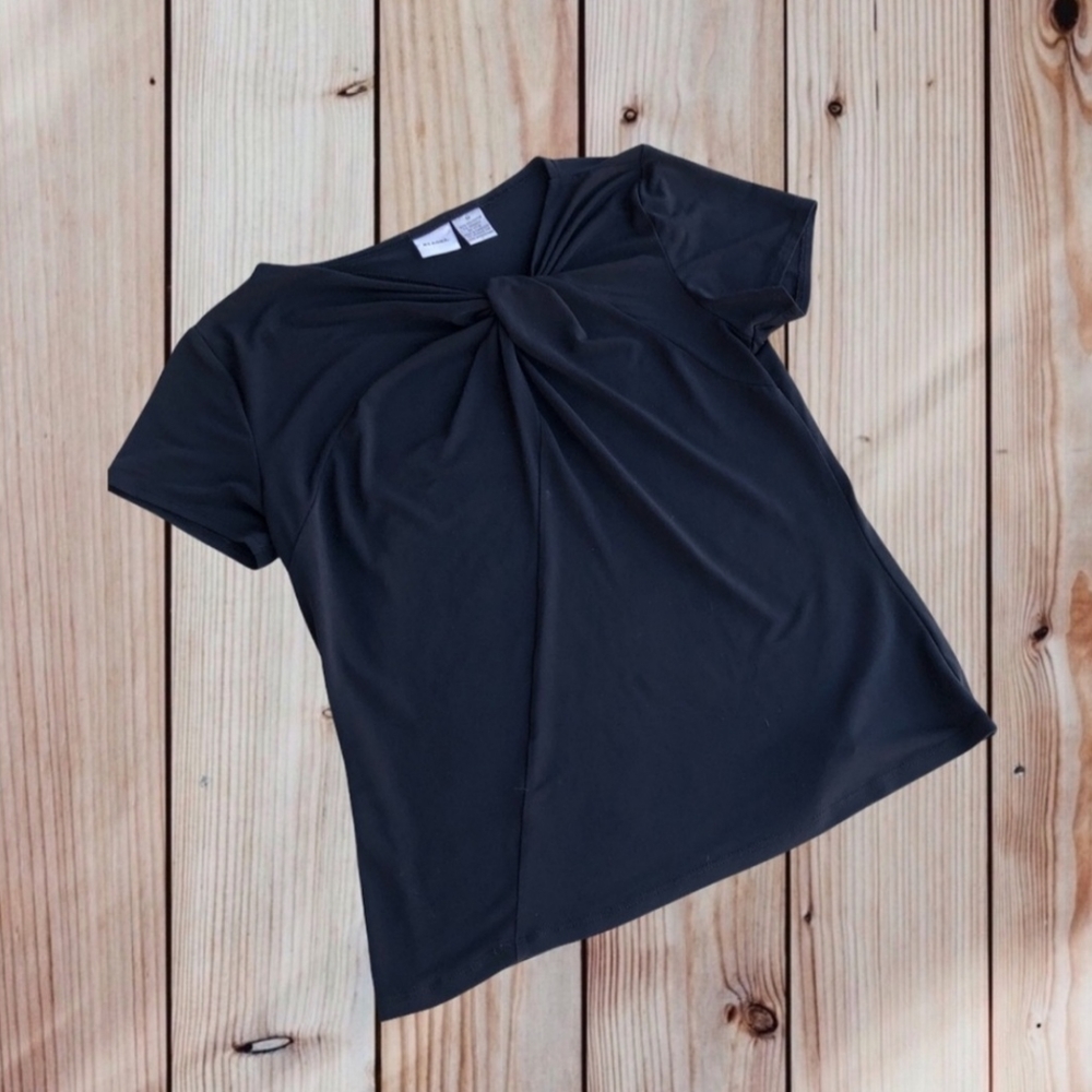 Merona twist front short sleeve black blouse top